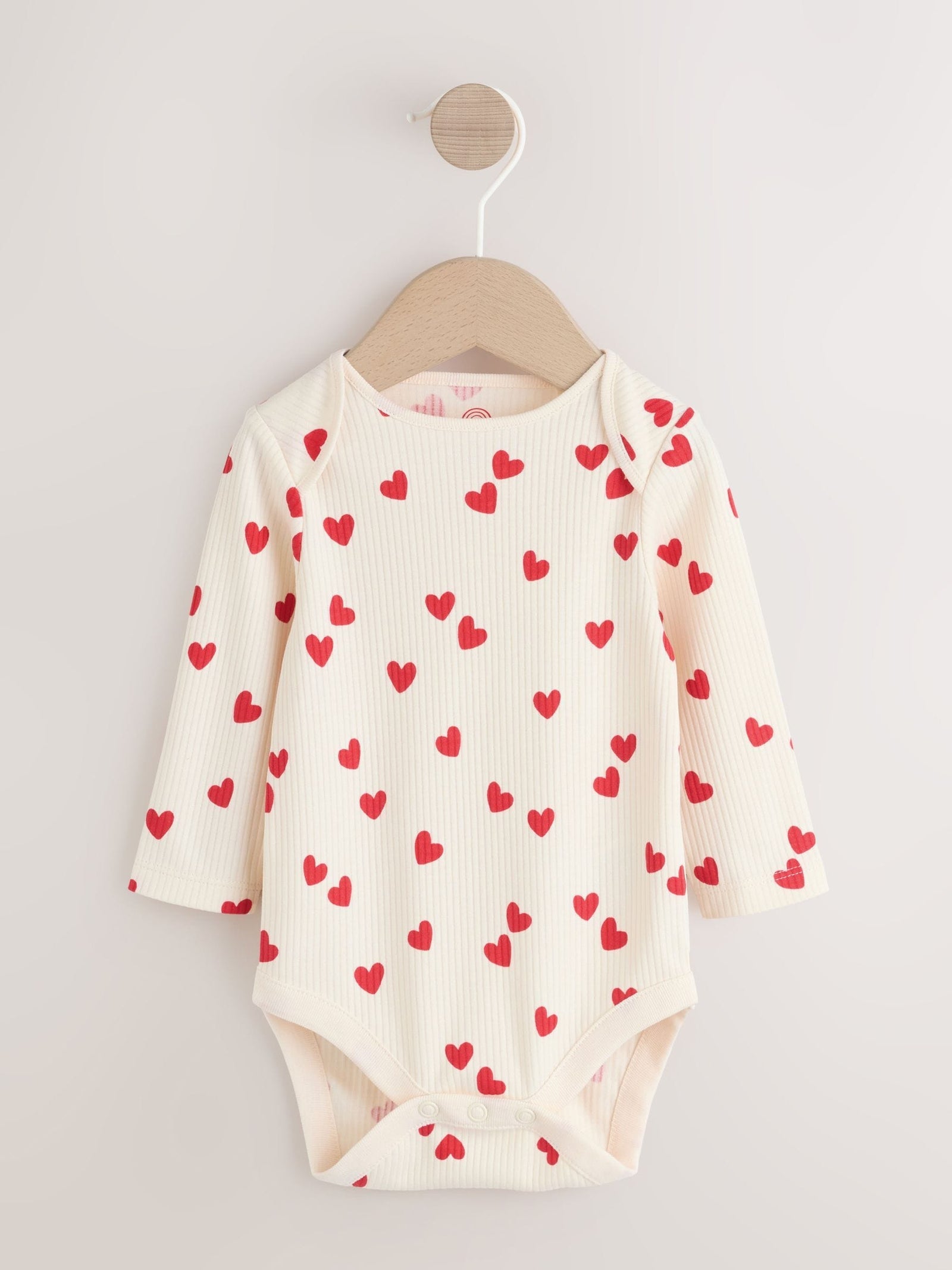 Red Heart Valentines Long Sleeve Baby Bodysuit