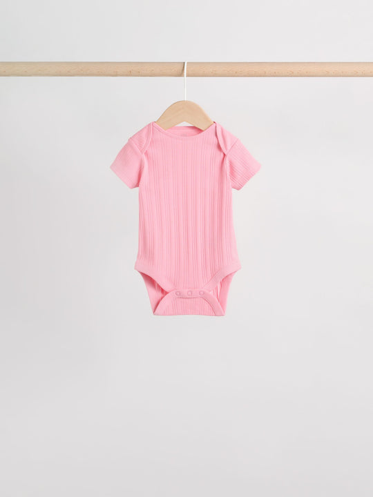 Multi Pastel 5 Pack Short Sleeve Baby Bodysuits
