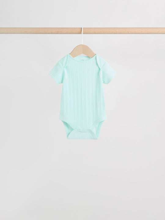 Multi Pastel 5 Pack Short Sleeve Baby Bodysuits