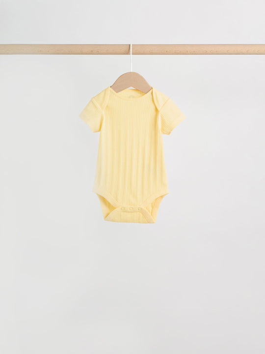 Multi Pastel 5 Pack Short Sleeve Baby Bodysuits