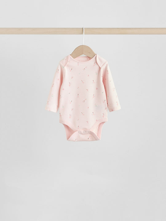 Pink 7 Pack Long Sleeve Baby Bodysuit