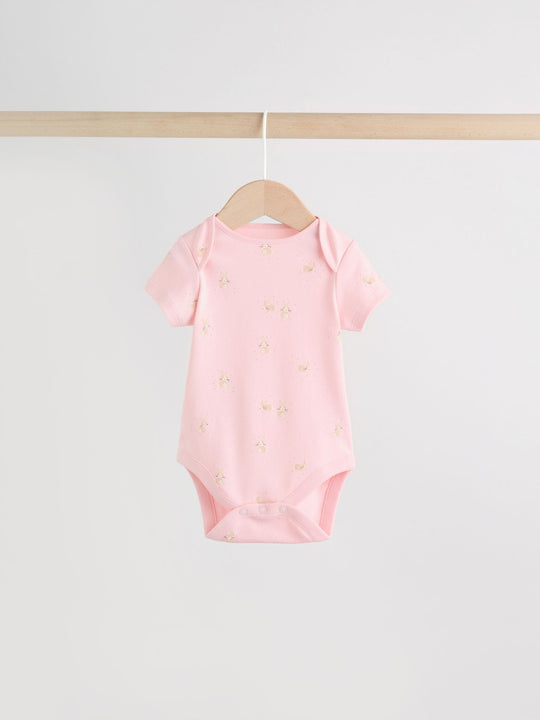 Multi Pastel Character 7 Pack Short Sleeve Baby Bodysuits