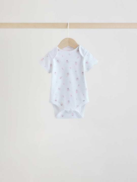 Pink 5 Pack Short Sleeve Baby Bodysuit