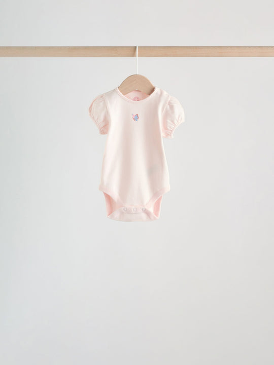 Pink Short Sleeve Baby Bodysuits 5 Pack