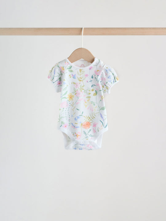 Pink Short Sleeve Baby Bodysuits 5 Pack