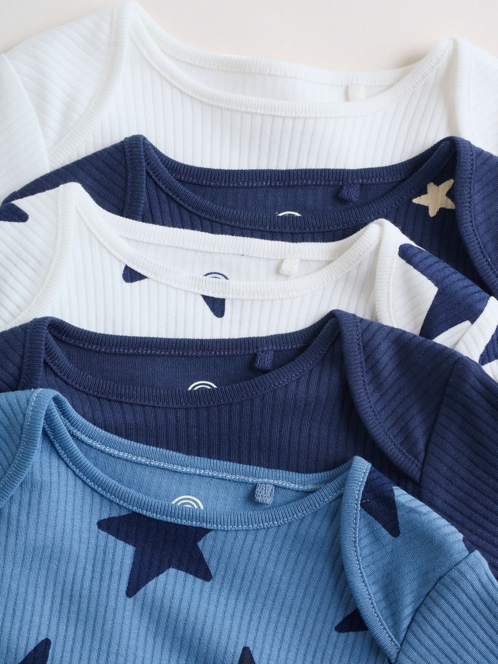 Navy Star Long Sleeve Bodysuits 5 Pack