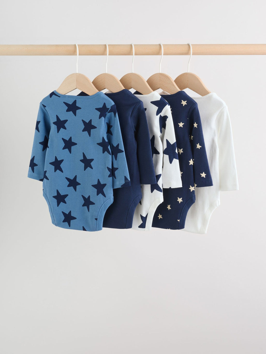 Navy Star Long Sleeve Bodysuits 5 Pack