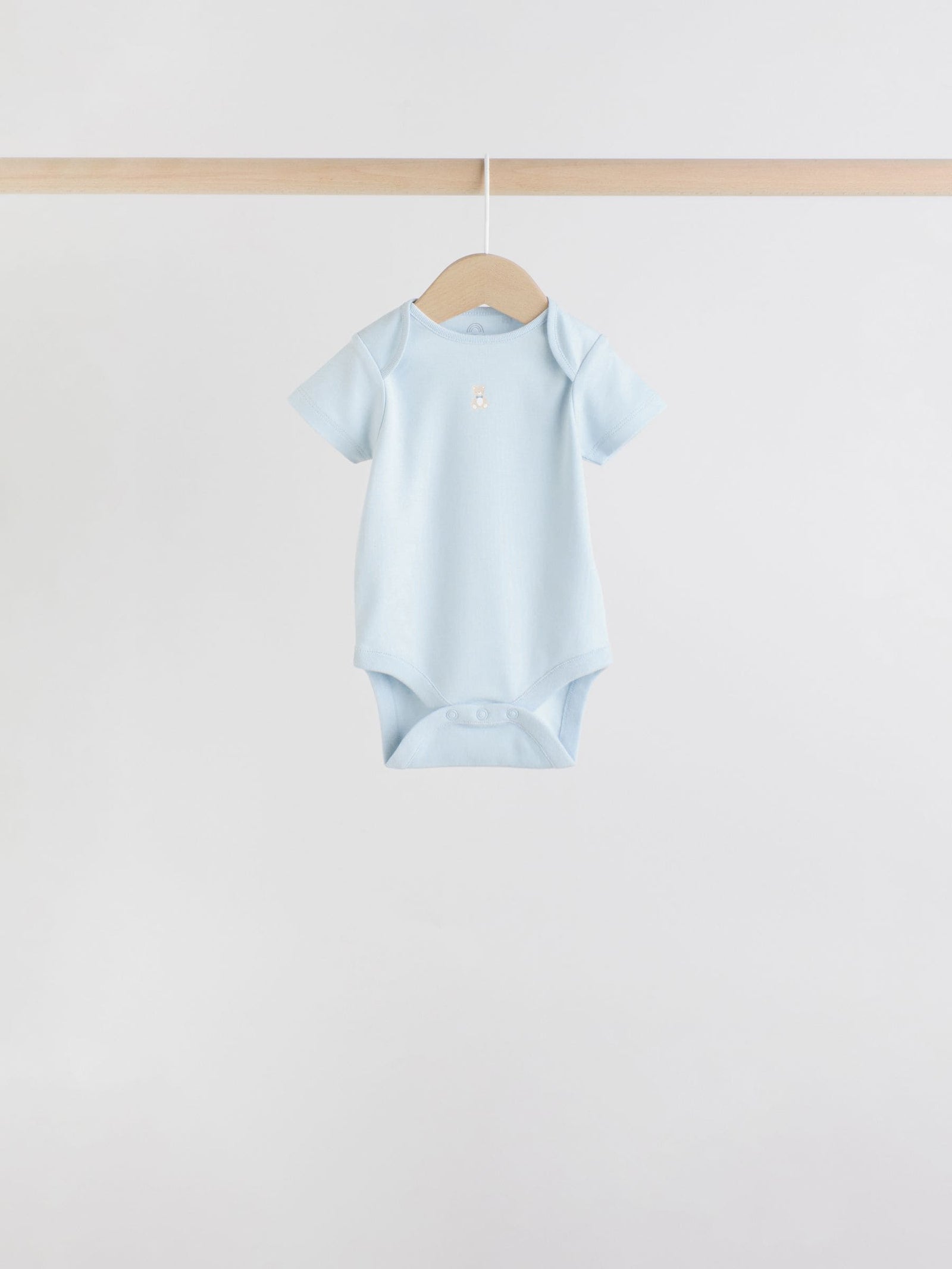 Blue 7 Pack Short Sleeve Baby Bear Bodysuit