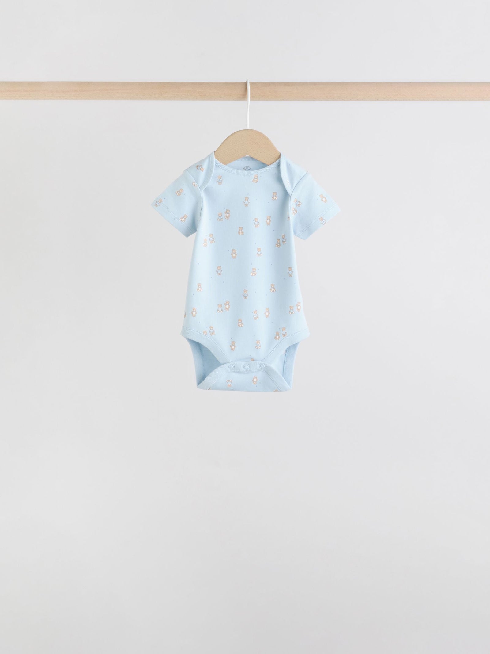 Blue 7 Pack Short Sleeve Baby Bear Bodysuit