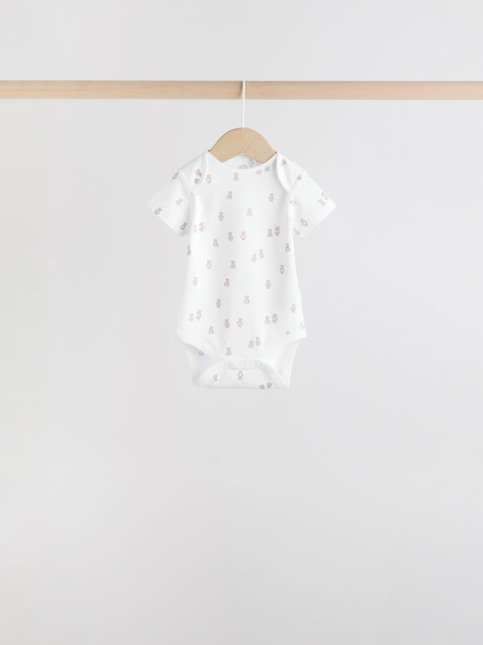 Blue 7 Pack Short Sleeve Baby Bear Bodysuit