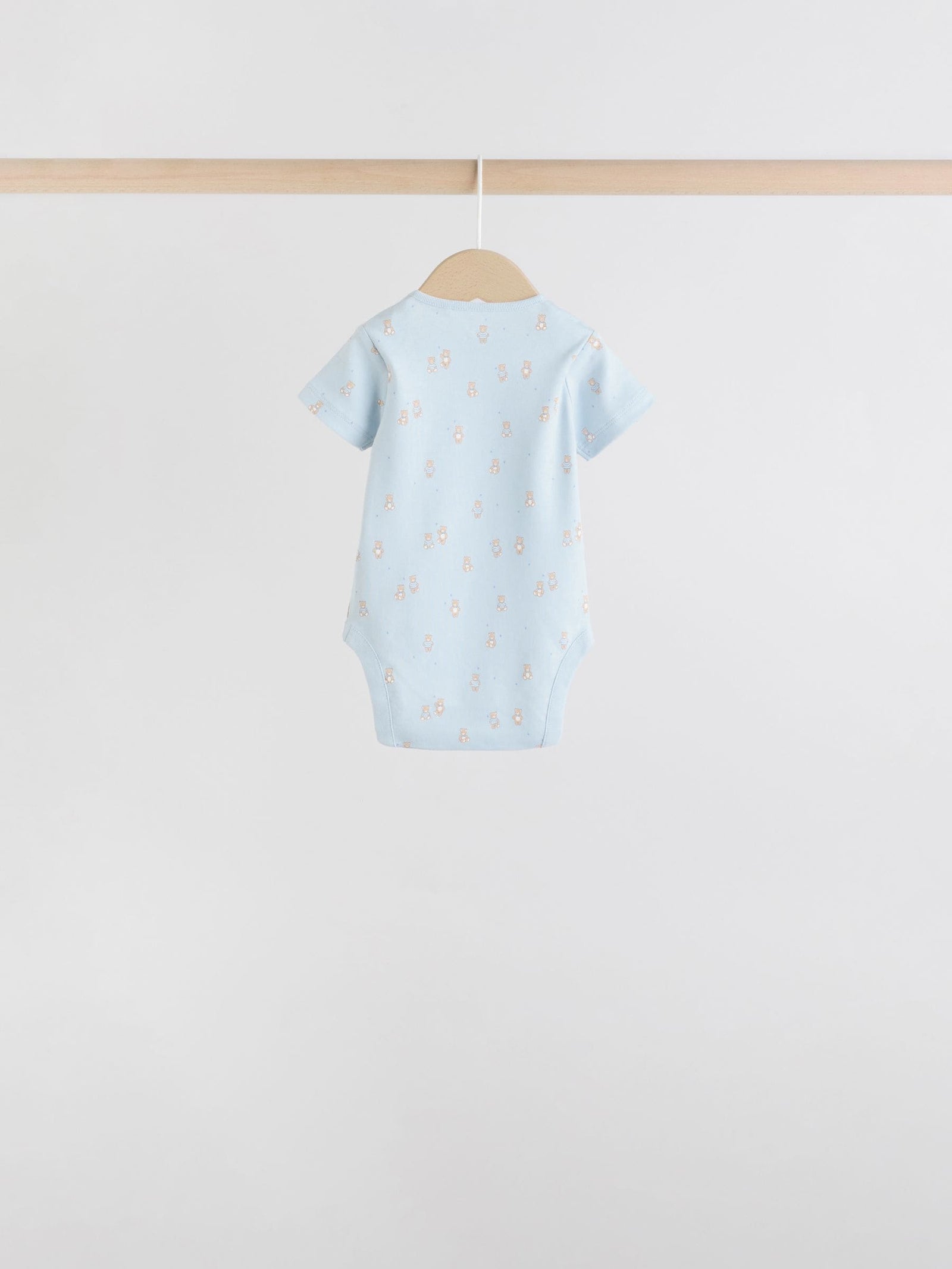 Blue 7 Pack Short Sleeve Baby Bear Bodysuit