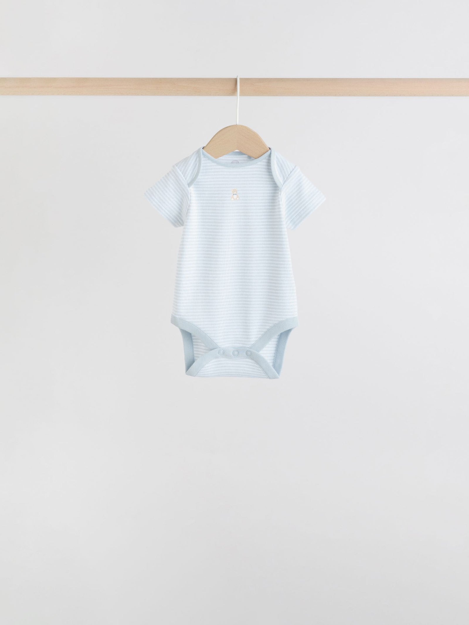 Blue 7 Pack Short Sleeve Baby Bear Bodysuit