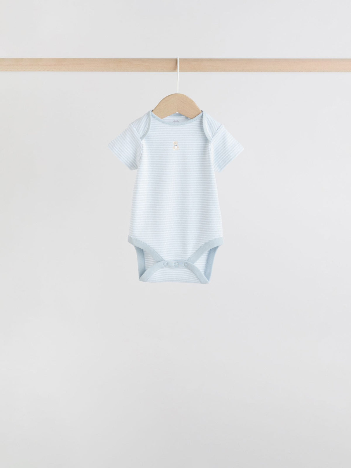 Blue 7 Pack Short Sleeve Baby Bear Bodysuit
