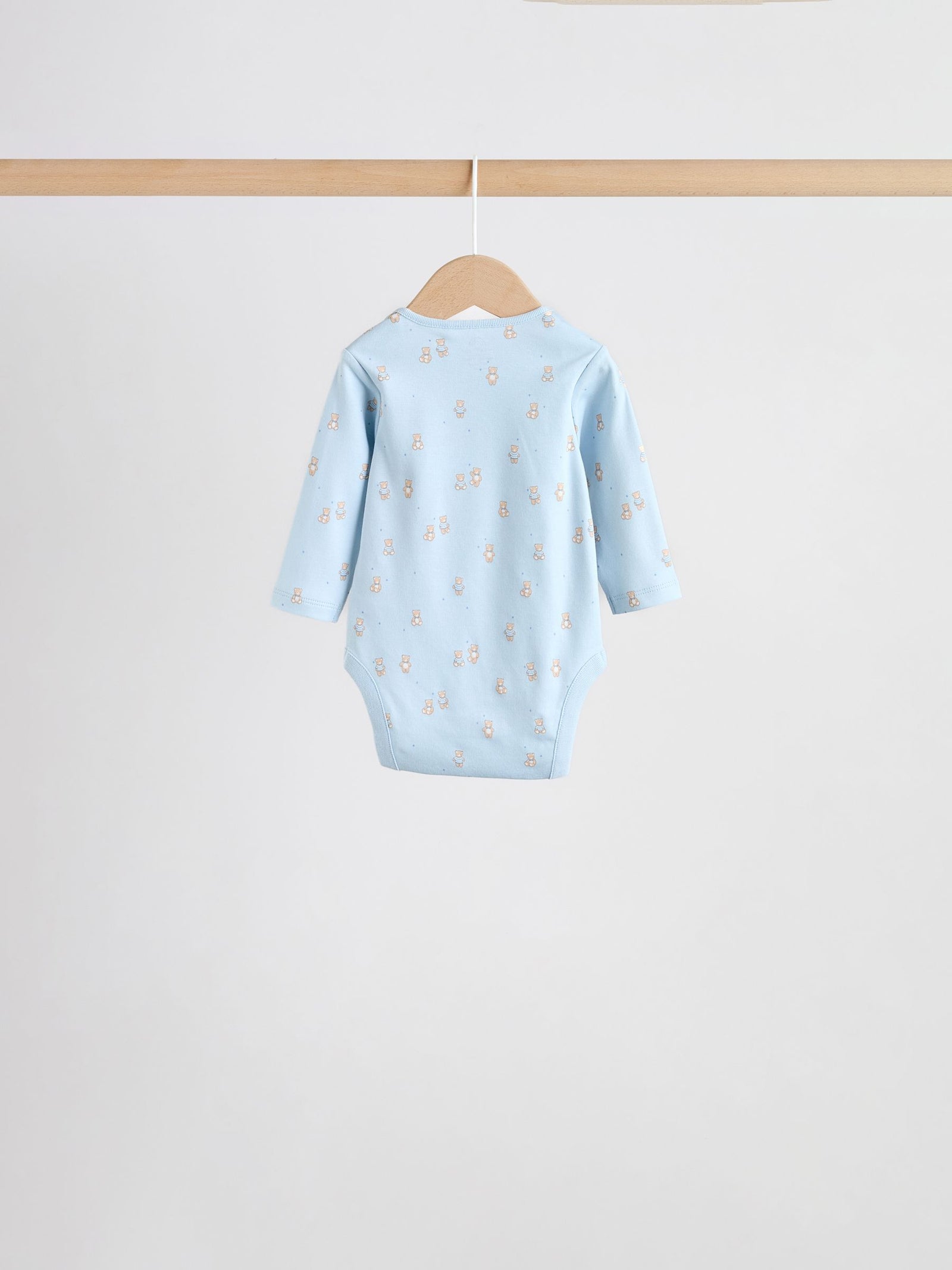 Blue 5 Pack Long Sleeved Baby Bear Bodysuit