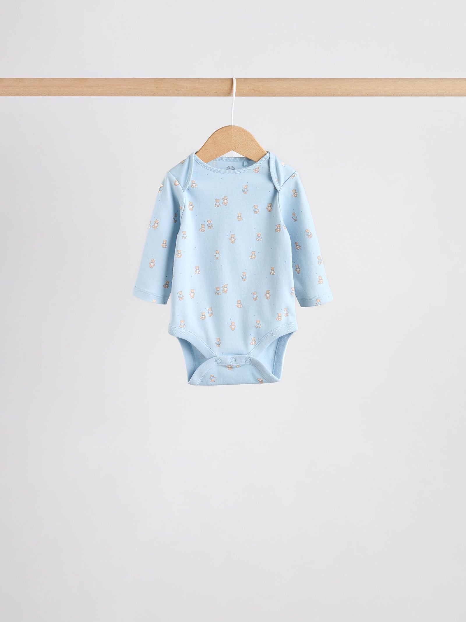 Blue 5 Pack Long Sleeved Baby Bear Bodysuit