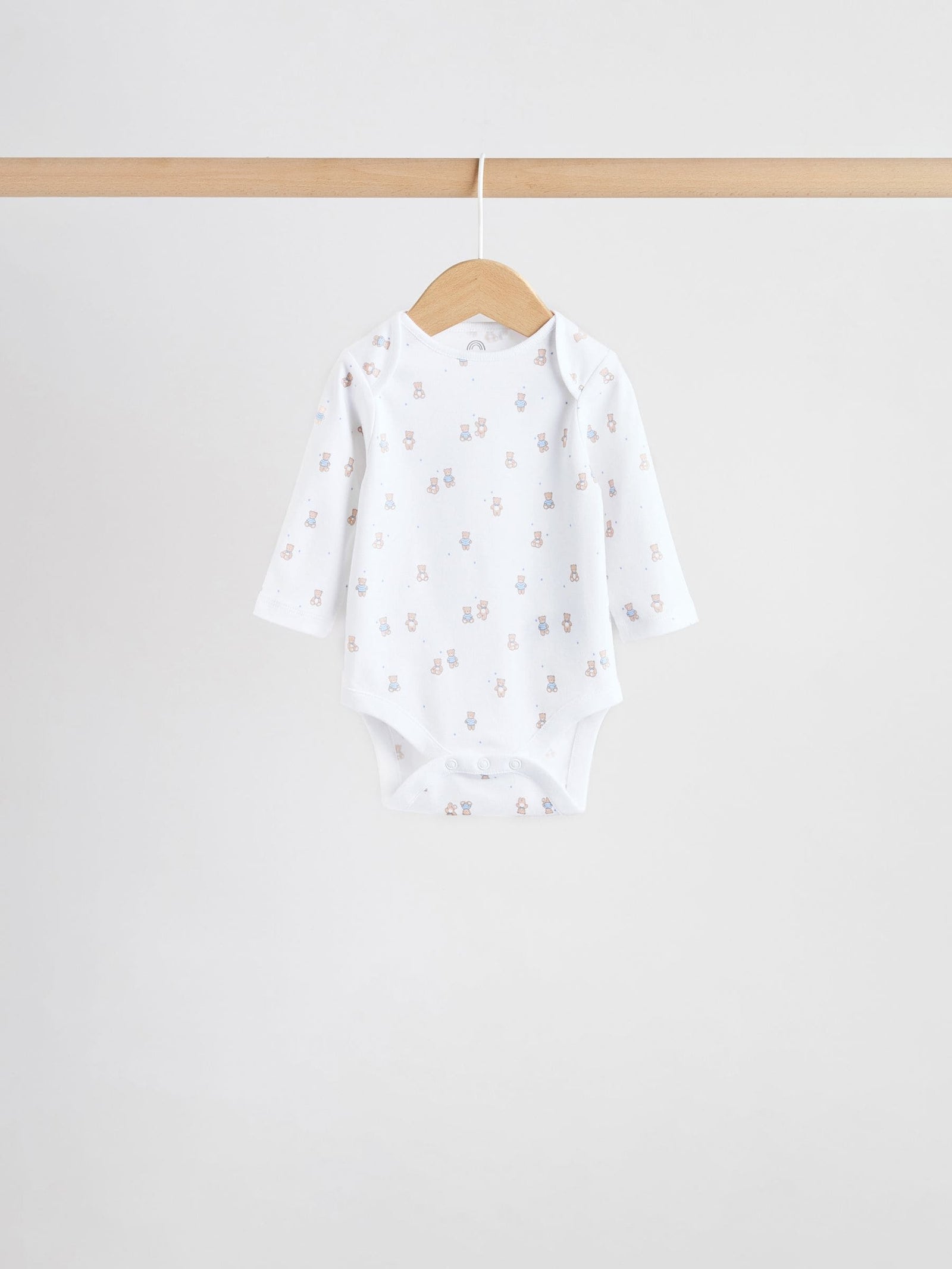Blue 5 Pack Long Sleeved Baby Bear Bodysuit