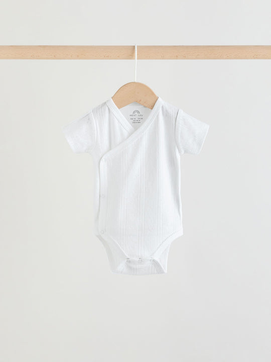 White Short Sleeve Baby Bodysuits 3 Pack