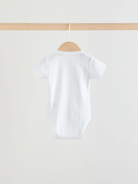 White Short Sleeve Baby Bodysuits 3 Pack