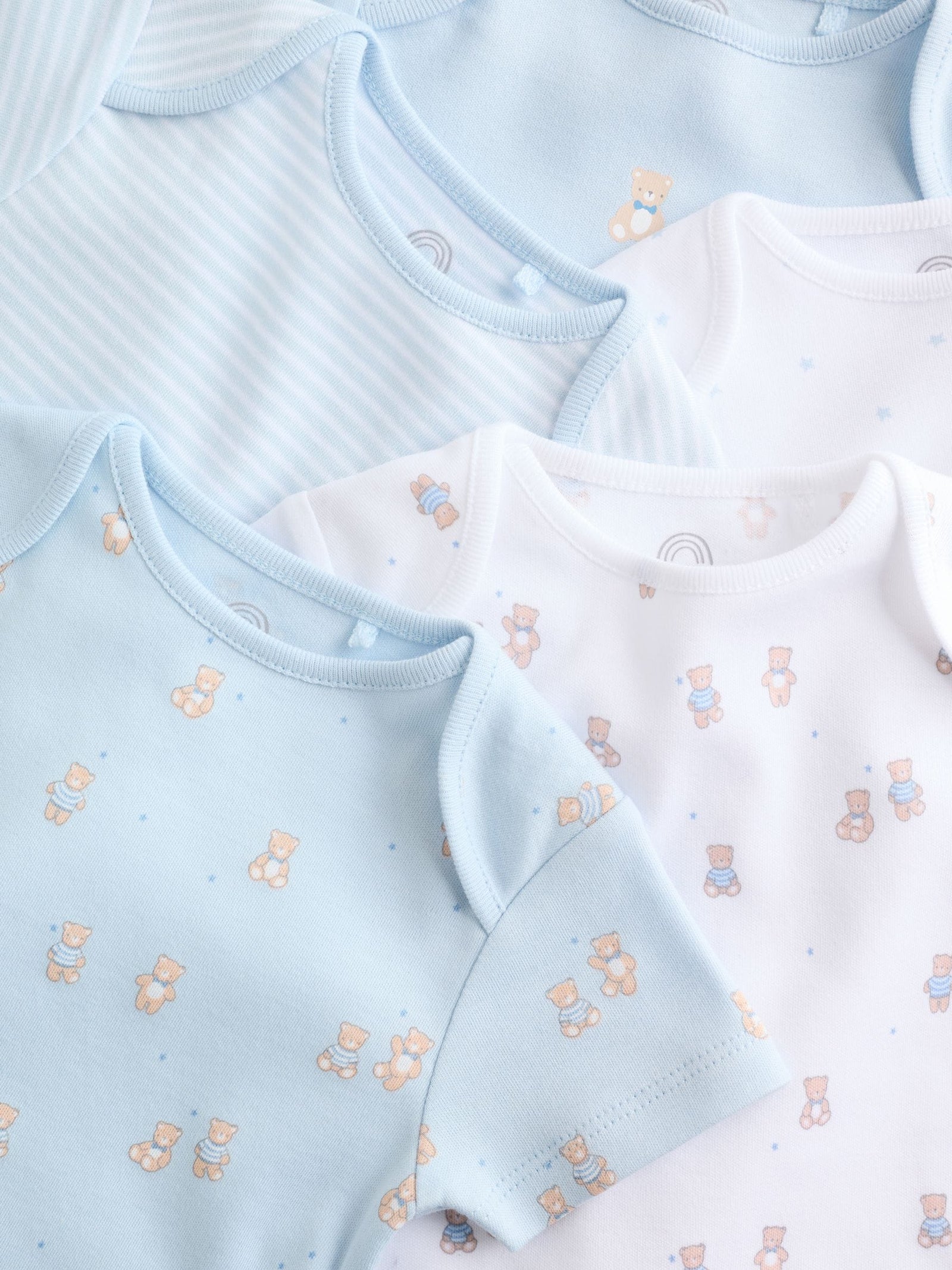 Blue 5 Pack Short Sleeve Baby Bear Bodysuit