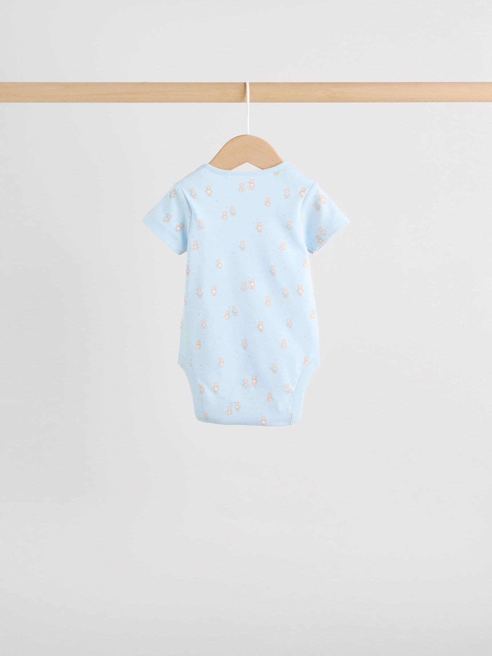 Blue 5 Pack Short Sleeve Baby Bear Bodysuit