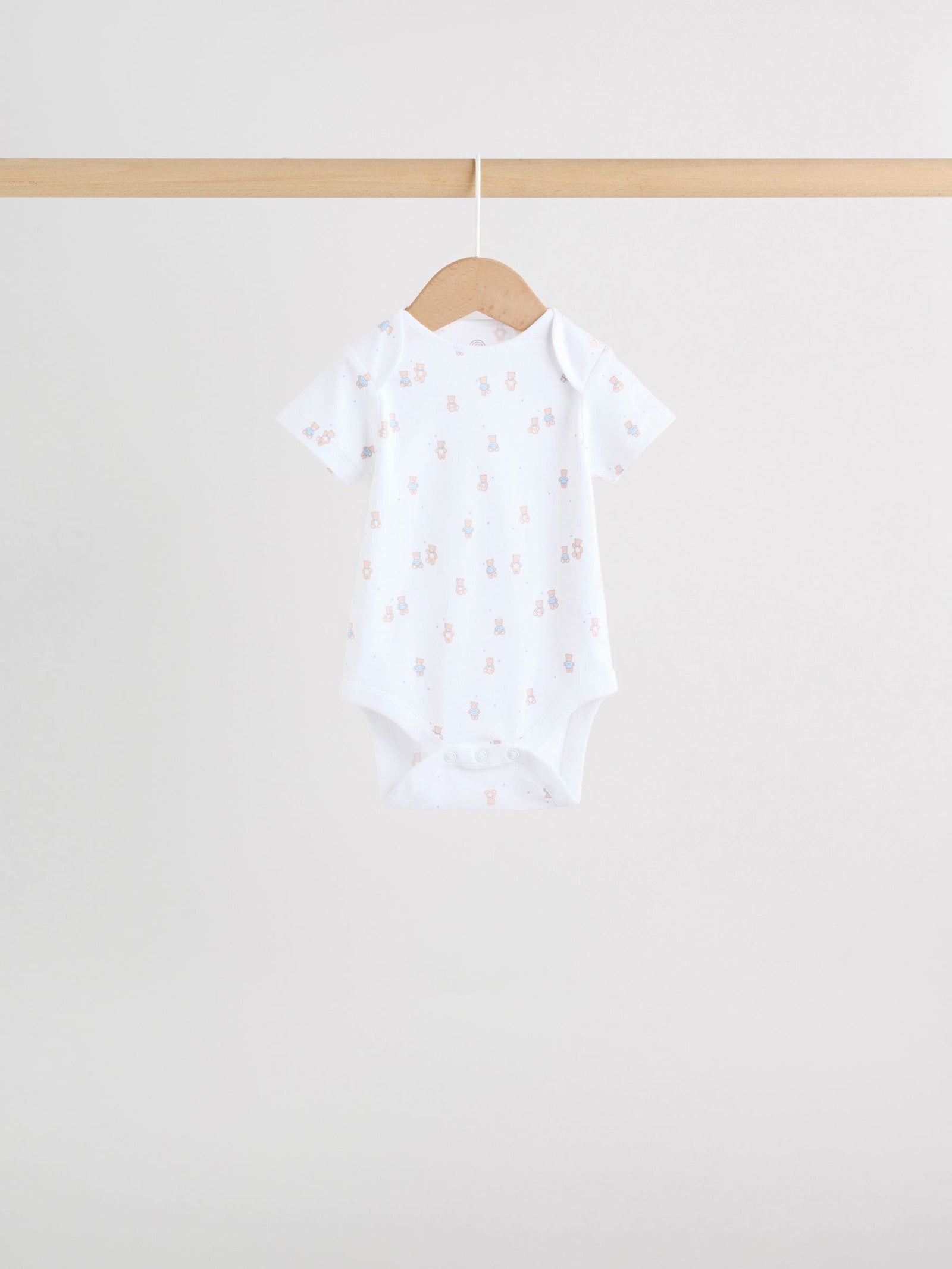 Blue 5 Pack Short Sleeve Baby Bear Bodysuit