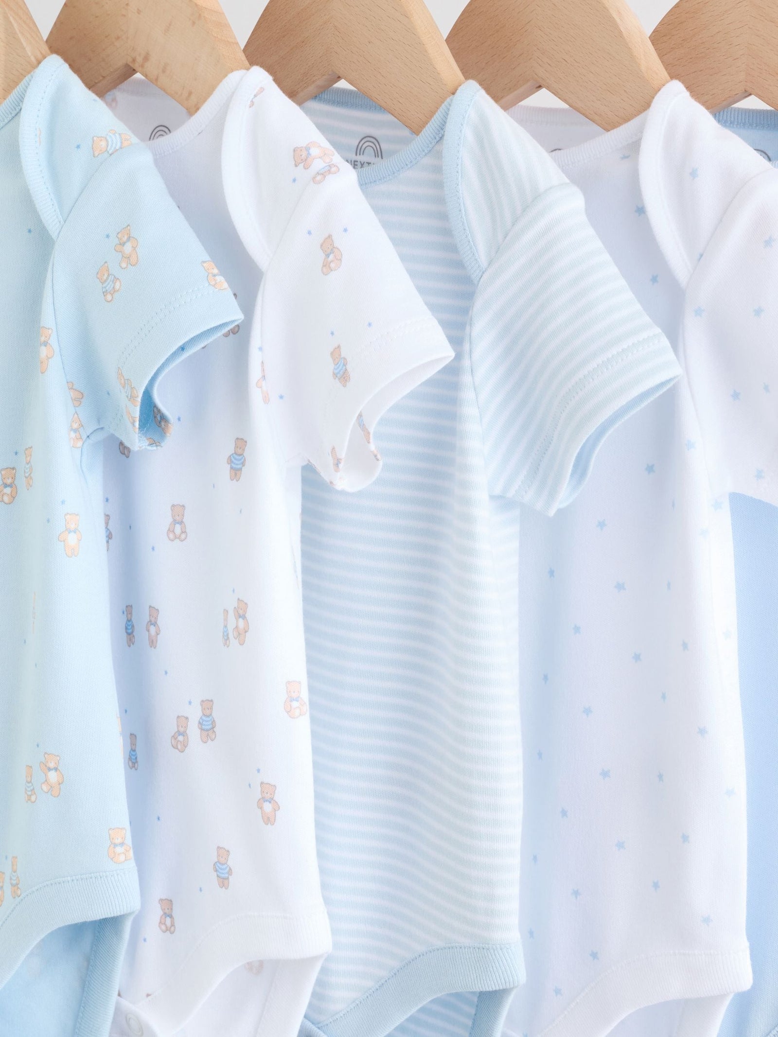 Blue 5 Pack Short Sleeve Baby Bear Bodysuit