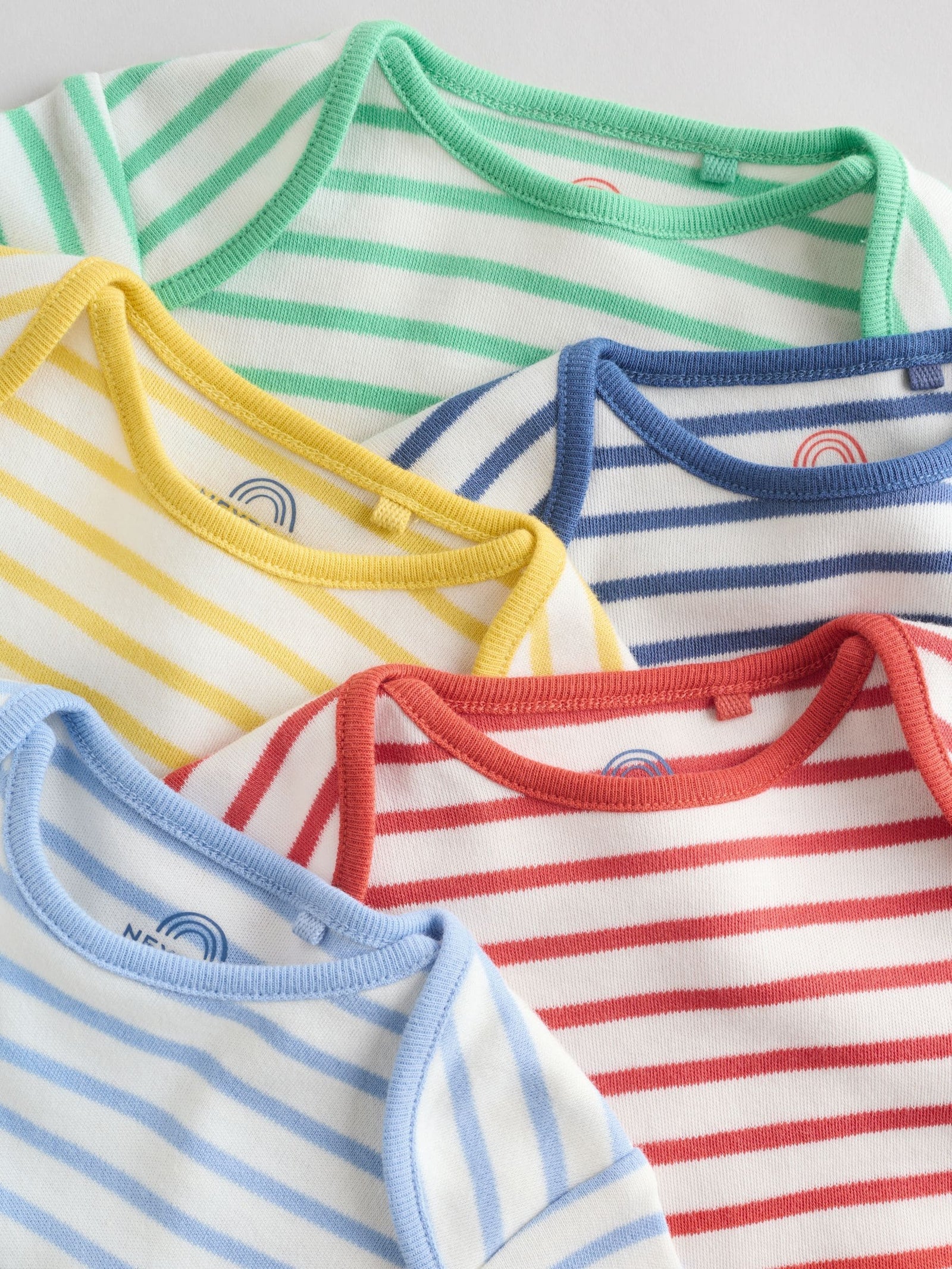 Bright Stripe Short Sleeve Baby Bodysuits 5 Pack