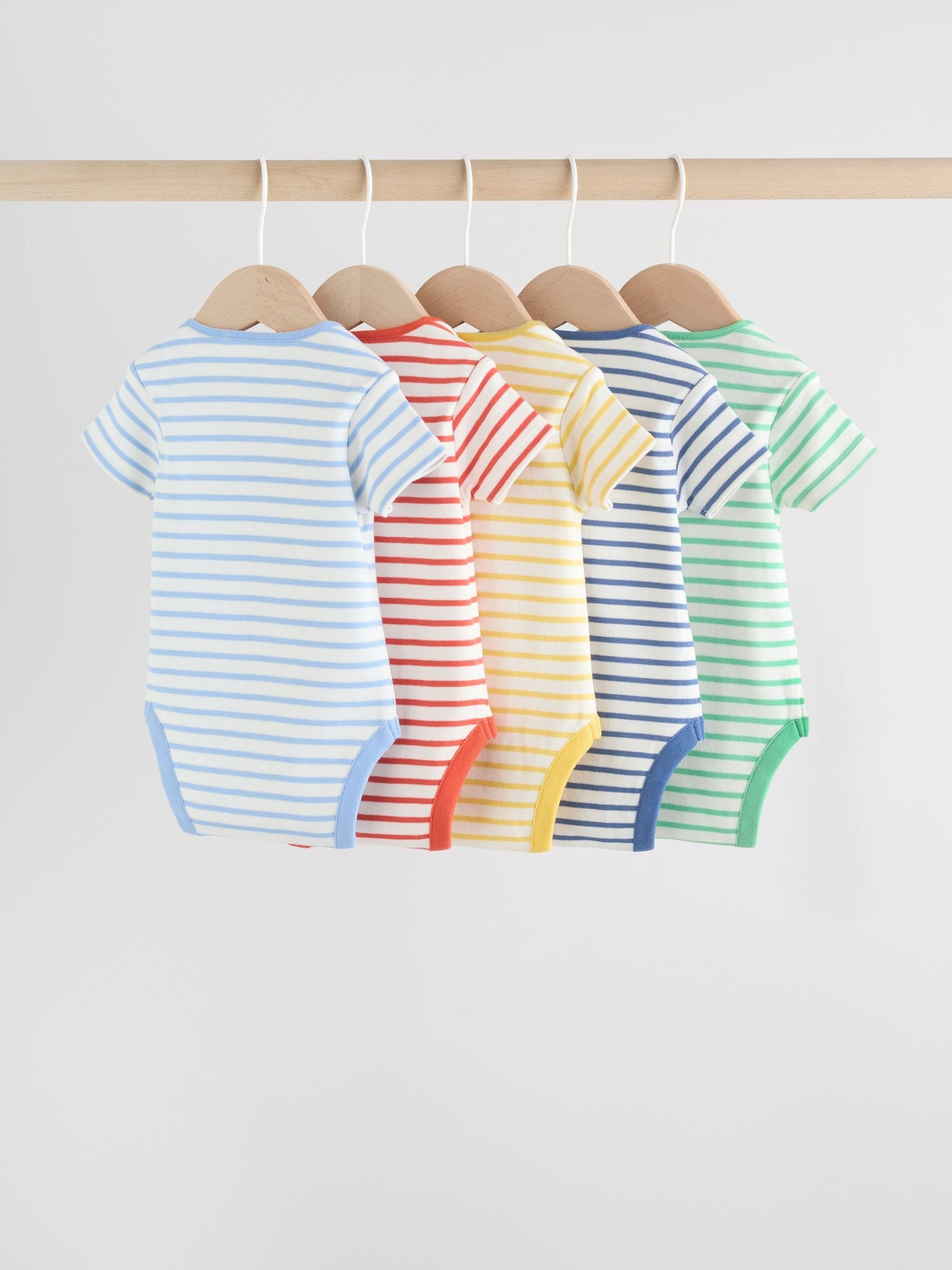 Bright Stripe Short Sleeve Baby Bodysuits 5 Pack