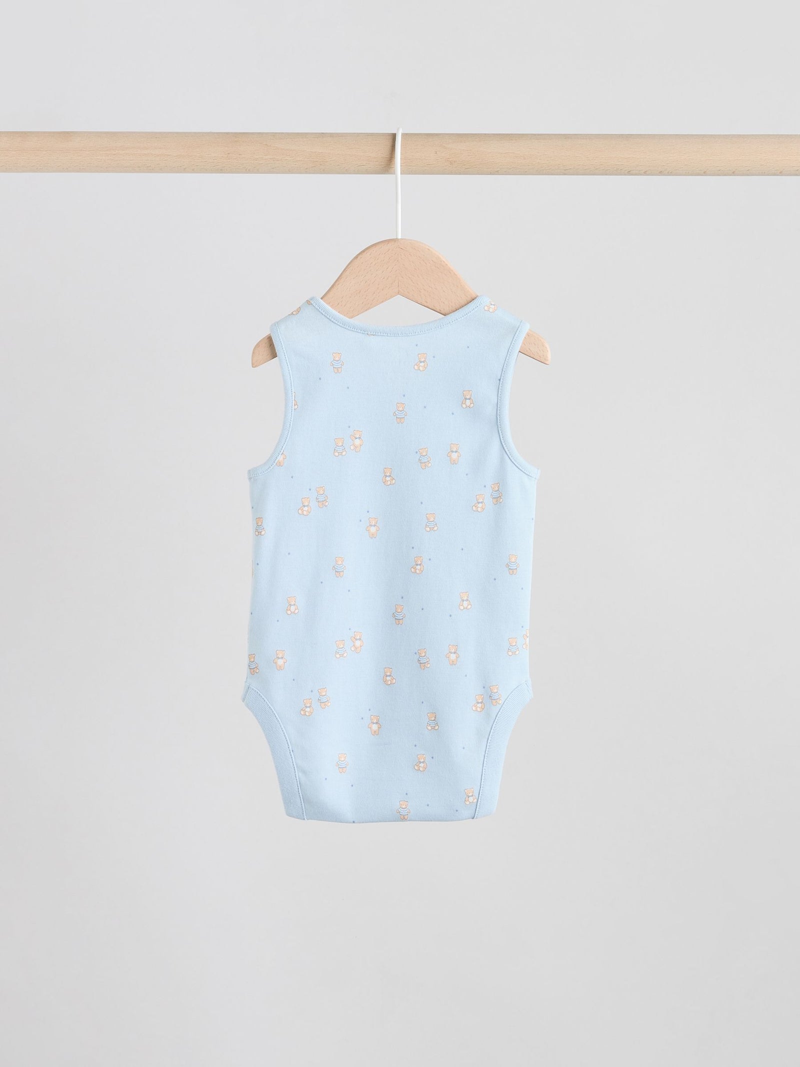 Blue 5 Pack Baby Bear Vest Bodysuits