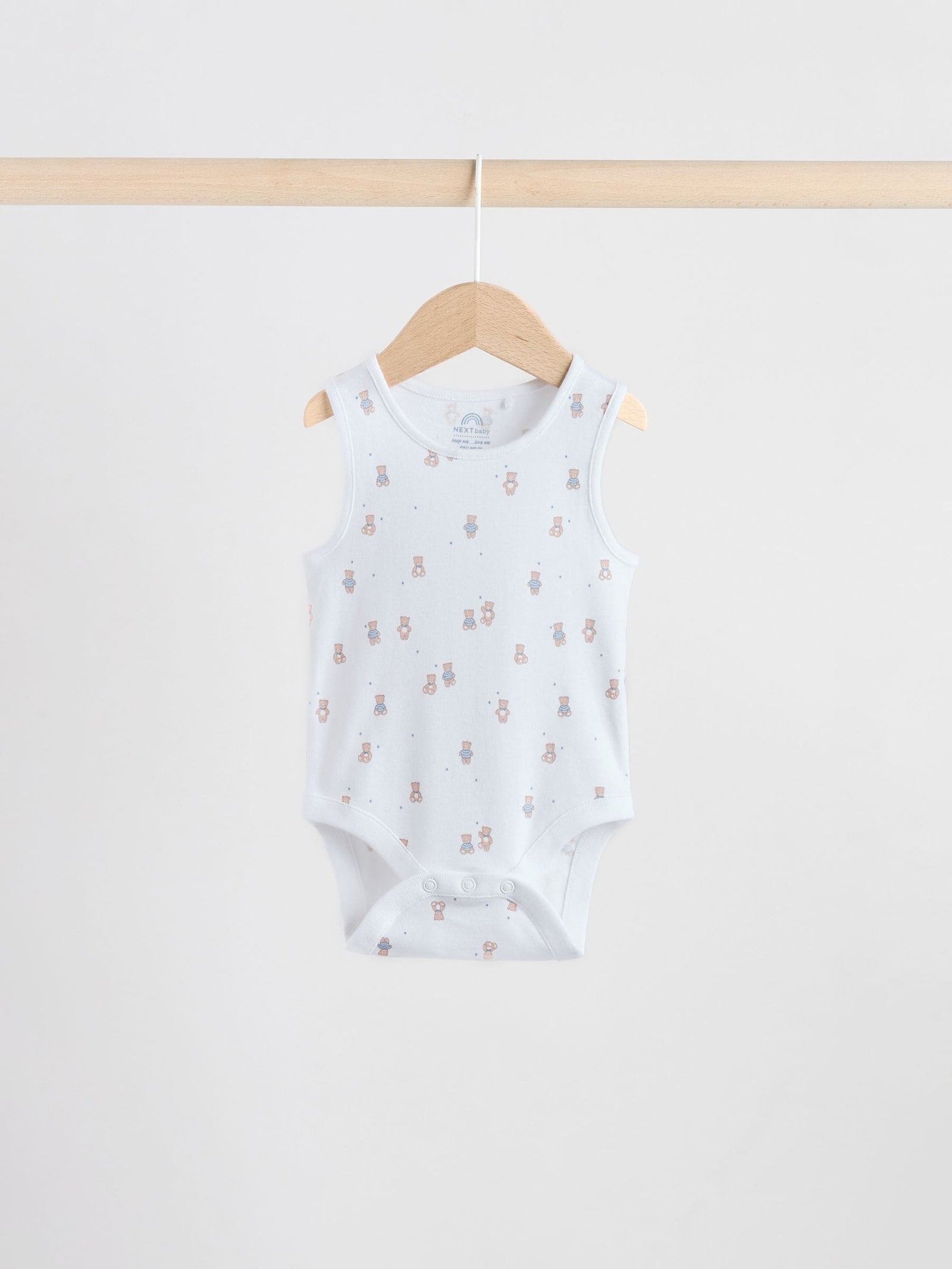 Blue 5 Pack Baby Bear Vest Bodysuits