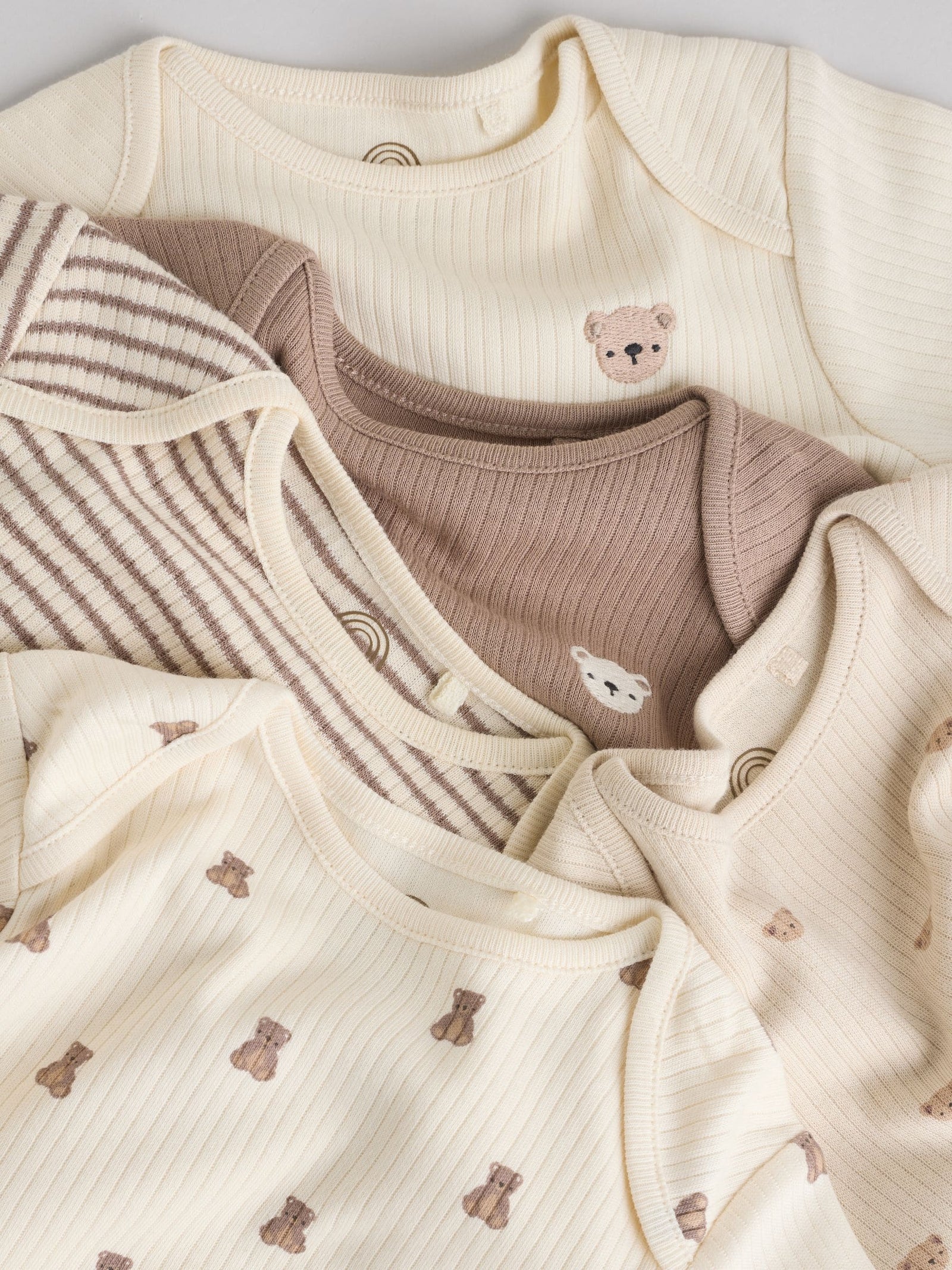 Brown Bear Short Sleeve Baby Bodysuits 5 Pack