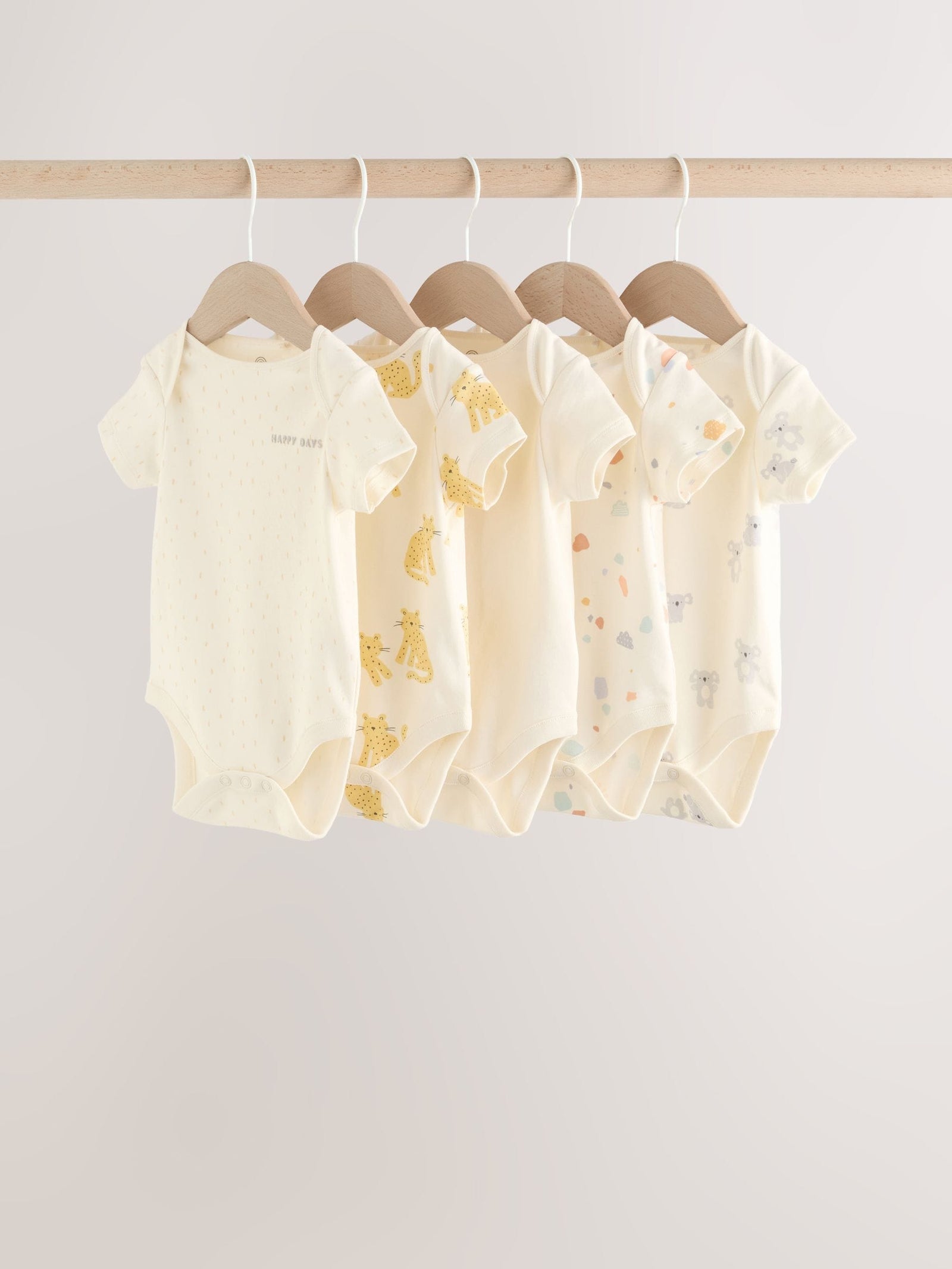 Bright Short Sleeve Baby Bodysuits 5 Pack