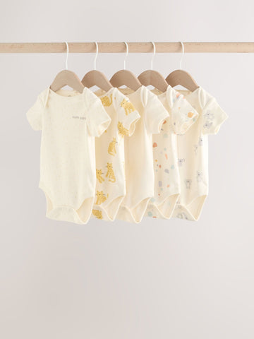 Bright Short Sleeve Baby Bodysuits 5 Pack