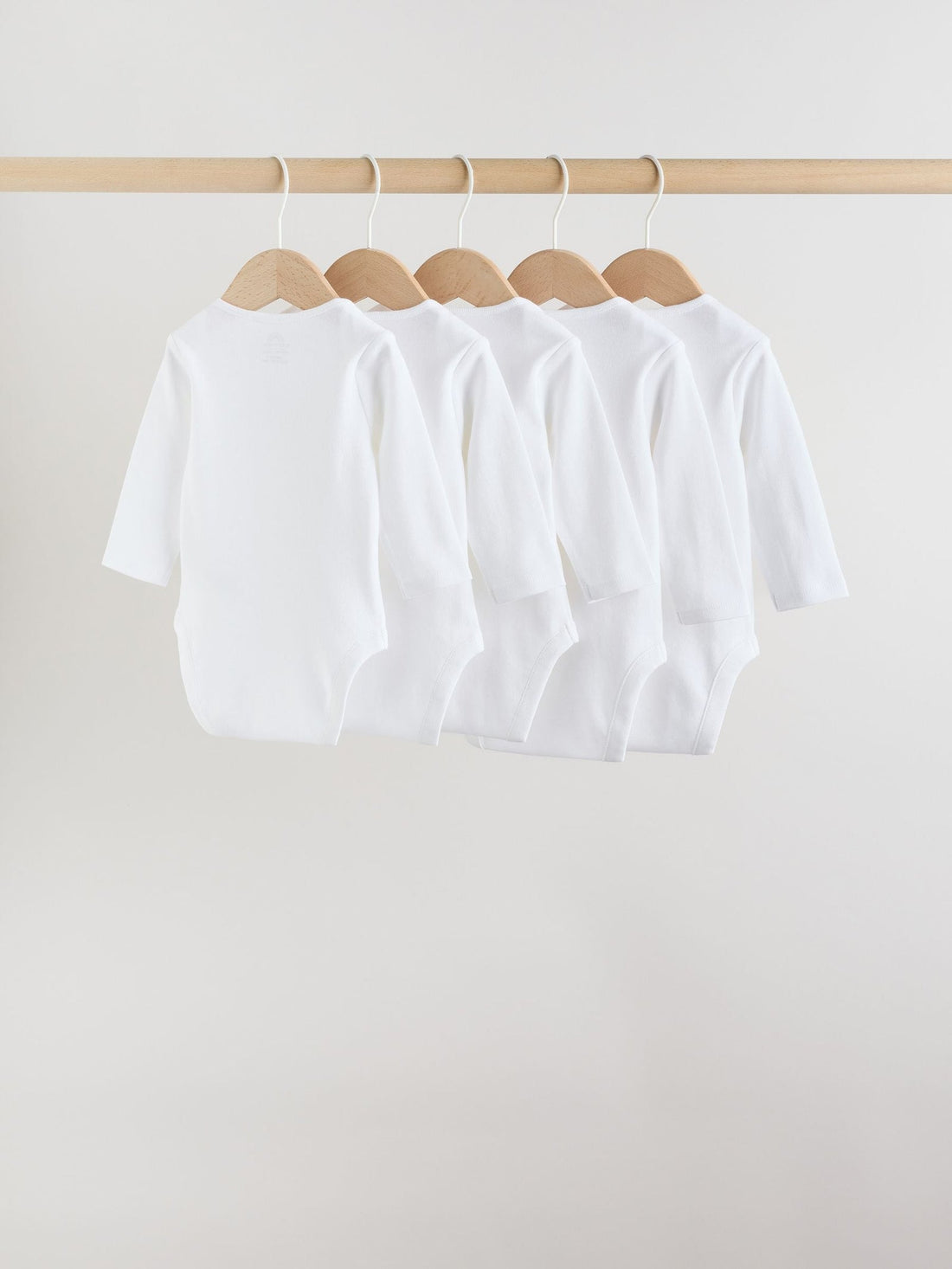 White Long Sleeve Baby Bodysuits 5 Pack