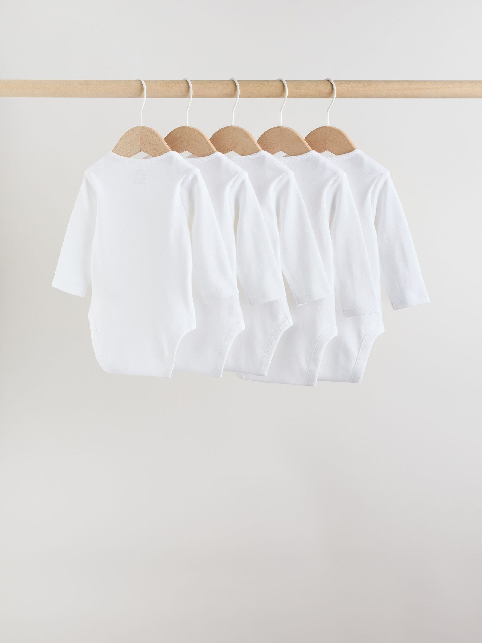 White Long Sleeve Baby Bodysuits 5 Pack