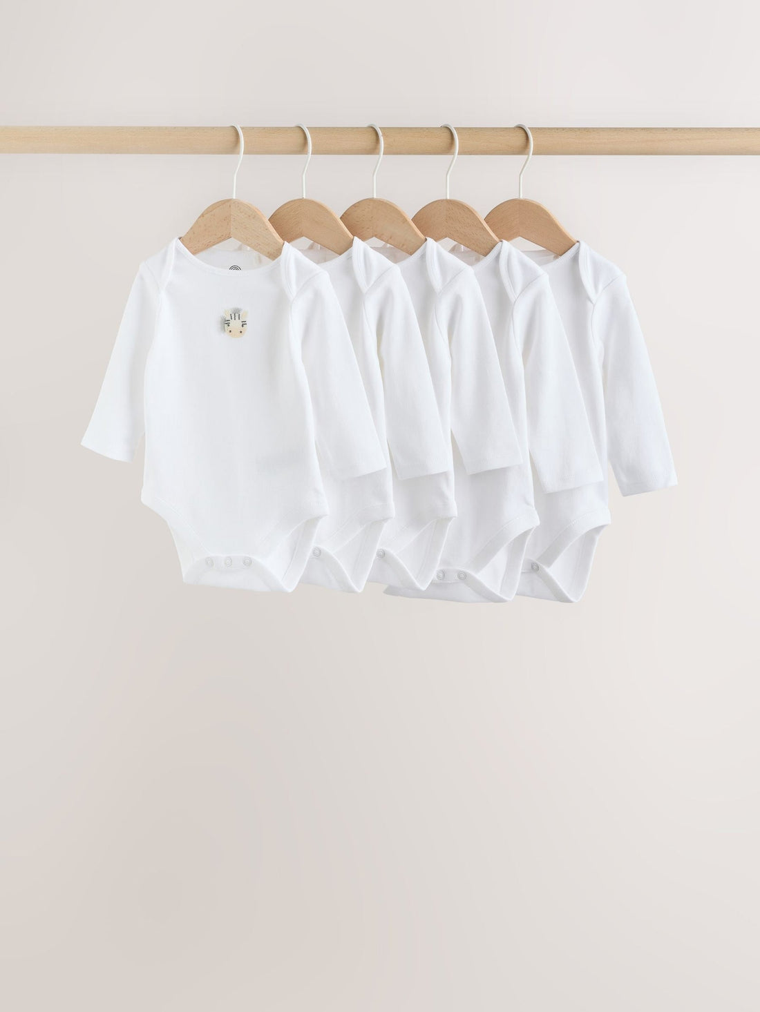 White Long Sleeve Baby Bodysuits 5 Pack