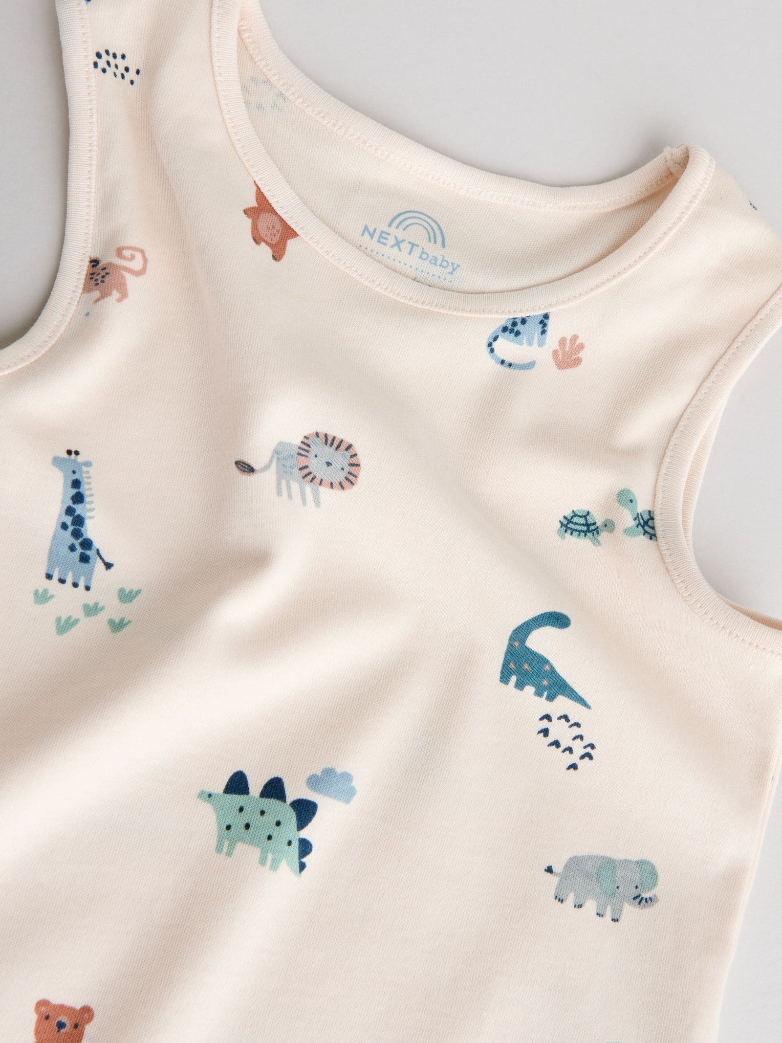 Teal Blue Miniprint Baby Vests 5 Pack