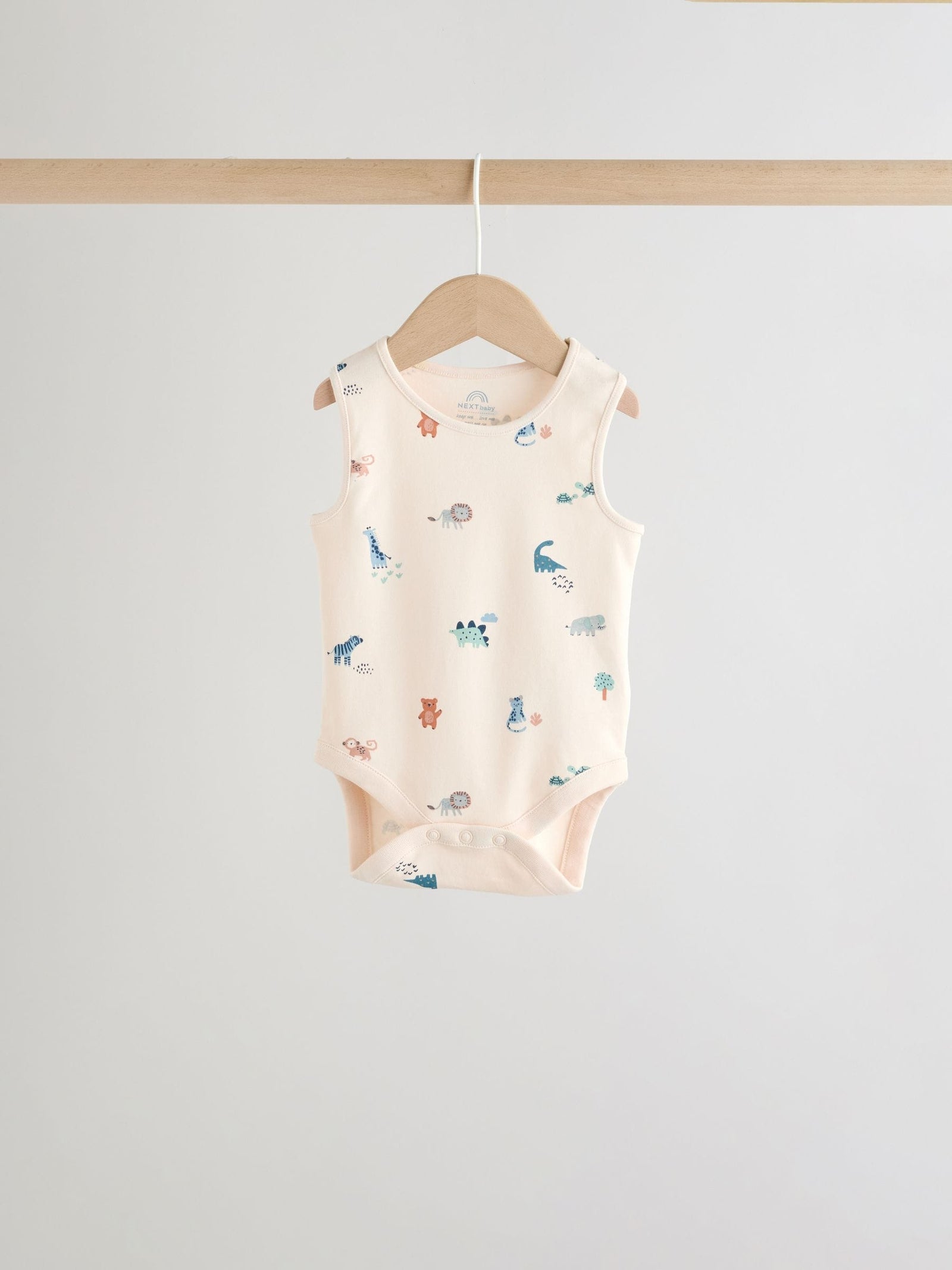 Teal Blue Miniprint Baby Vests 5 Pack
