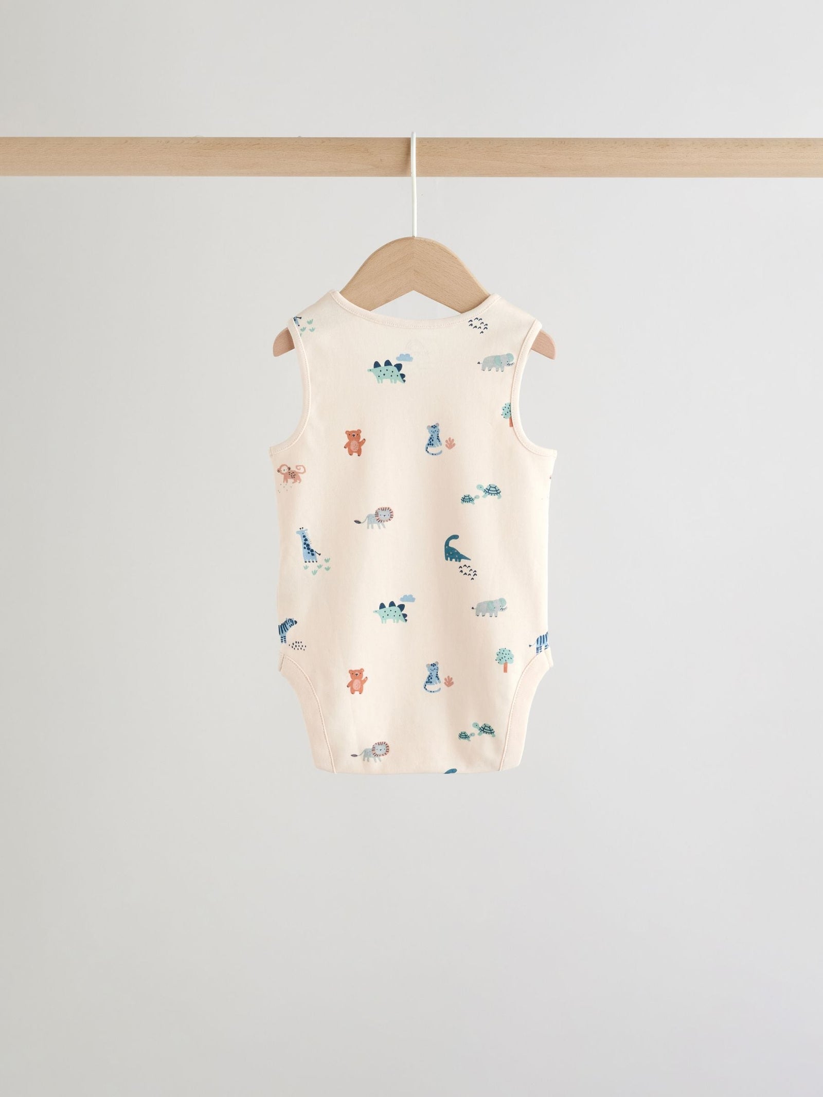 Teal Blue Miniprint Baby Vests 5 Pack