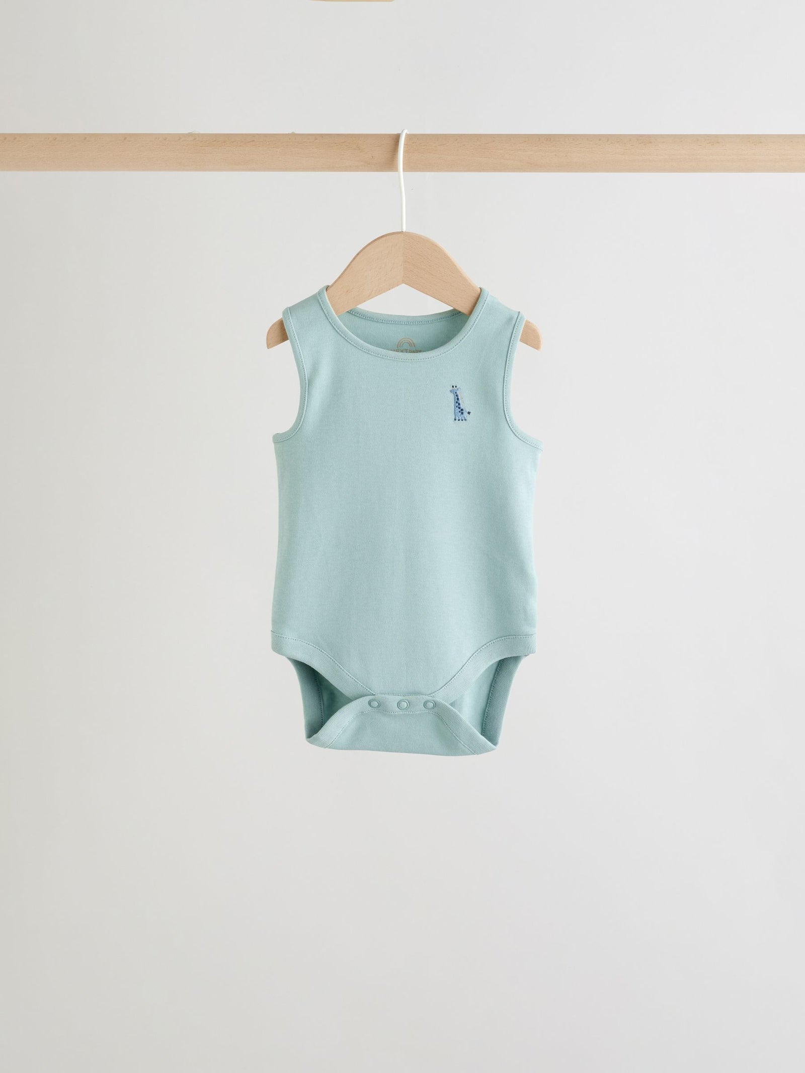 Teal Blue Miniprint Baby Vests 5 Pack