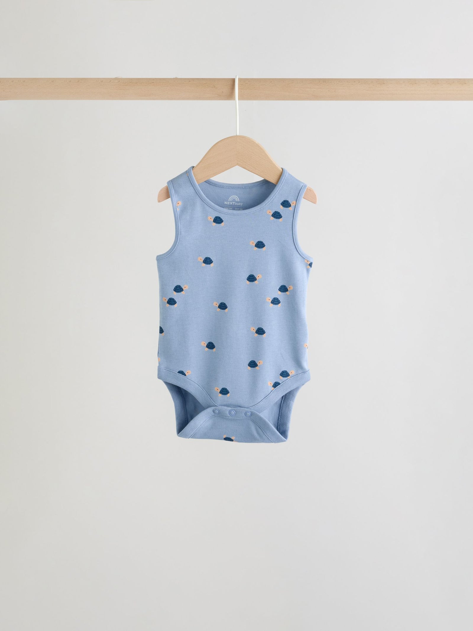 Teal Blue Miniprint Baby Vests 5 Pack