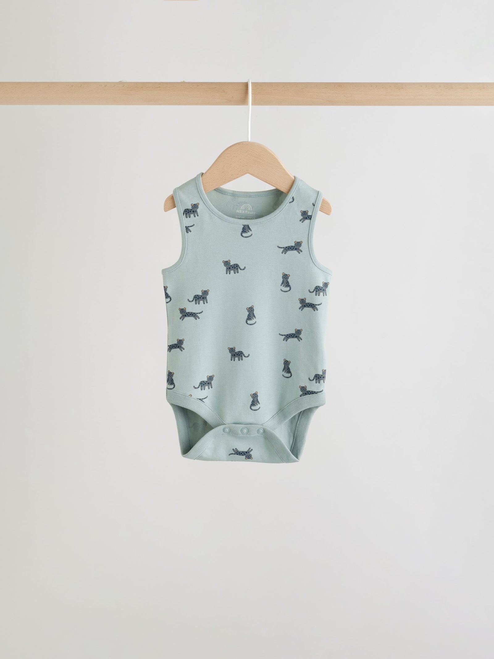 Teal Blue Miniprint Baby Vests 5 Pack