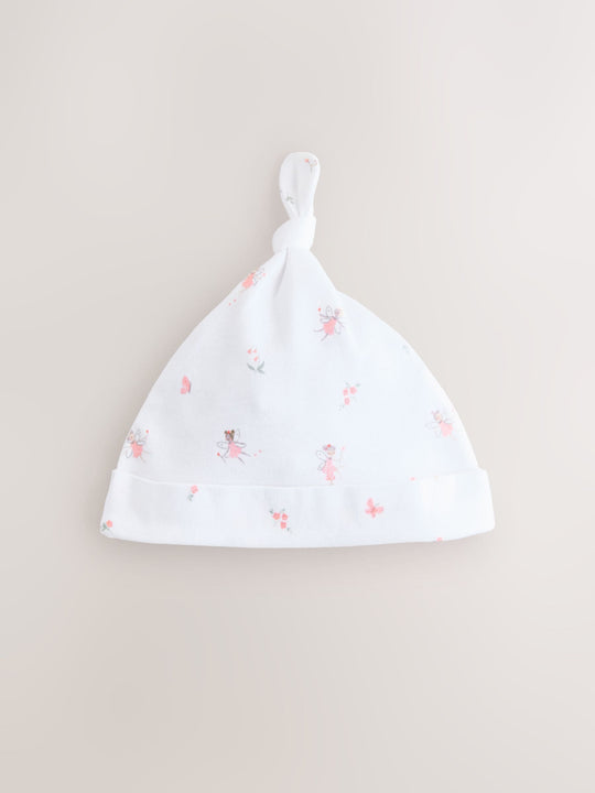Pink/White Tie Top Baby Beanies 3 Pack (0-12mths)