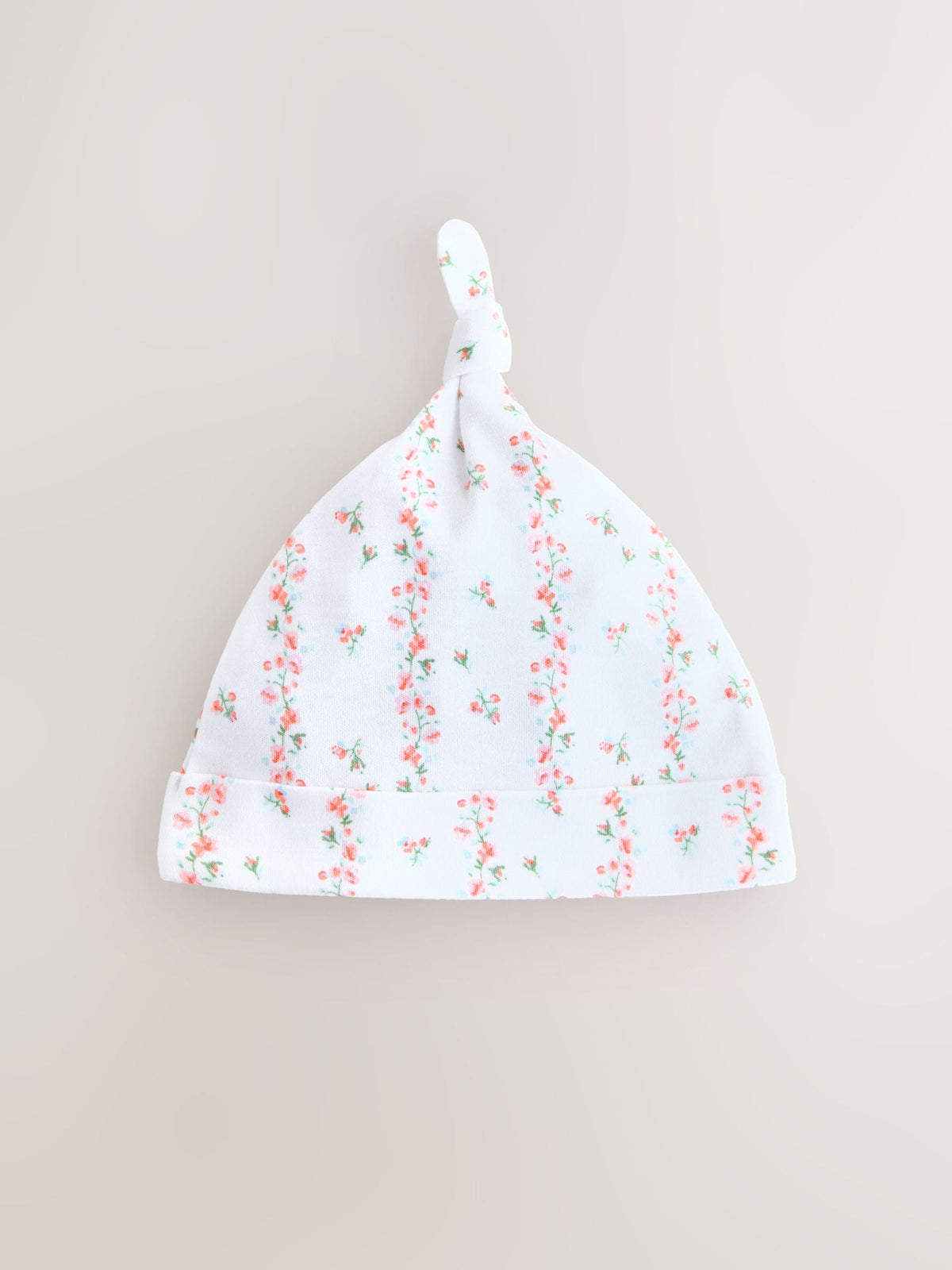 Pink/White Tie Top Baby Beanies 3 Pack (0-12mths)
