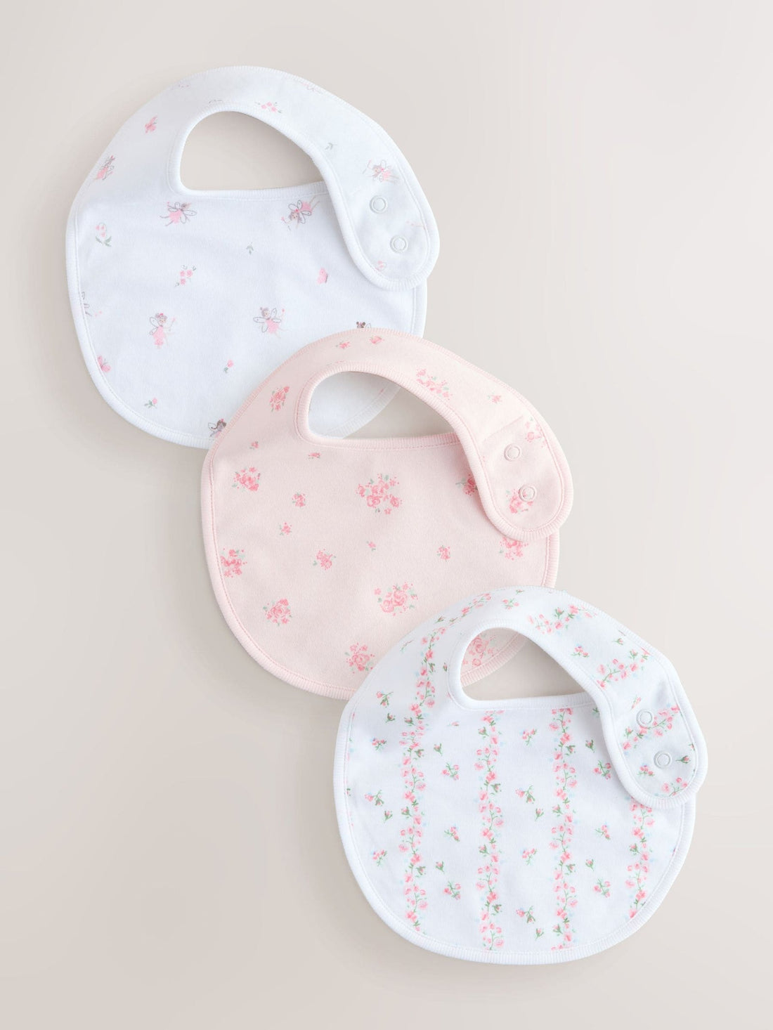 Pink/White Baby Bibs 3 Pack