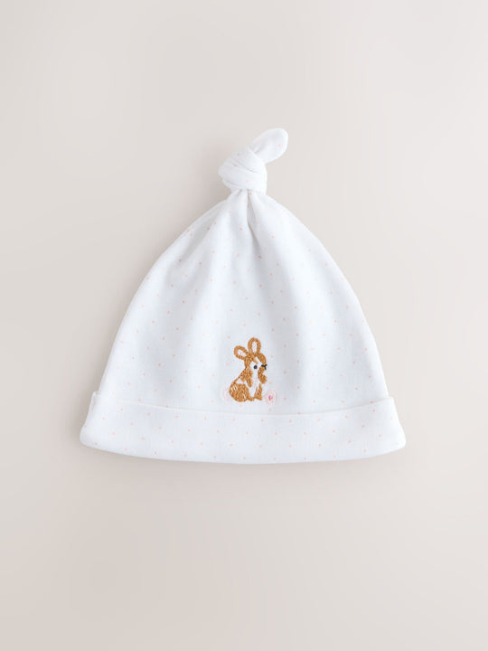 Pink Tie Top Baby Beanie 3 Pack (0-12mths)