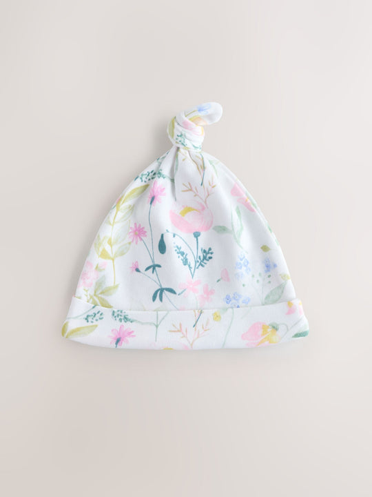 Pink Tie Top Baby Beanie 3 Pack (0-12mths)