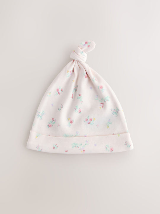 Pink Tie Top Baby Beanie 3 Pack (0-12mths)