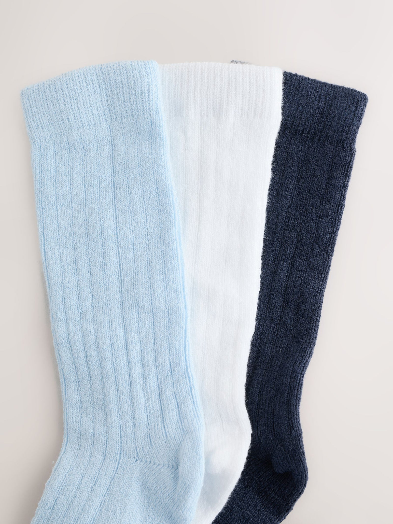 Blue/White Knee High Baby Socks 3 Pack (0mths-2yrs)
