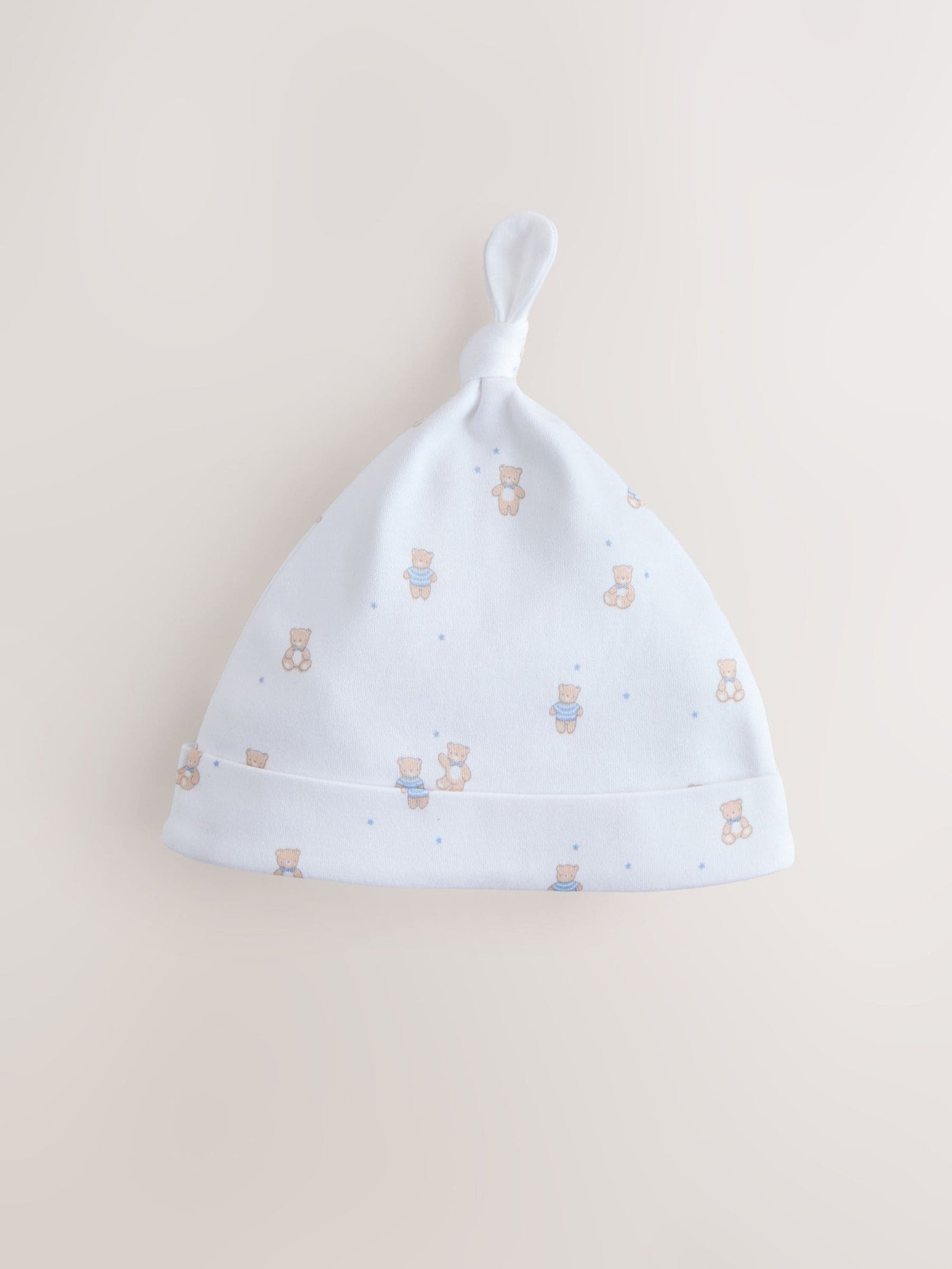 Blue Tie Top Baby Hats 3 Pack (0-12mths)